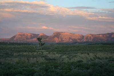 Sunset Shining on the Mesa to the East